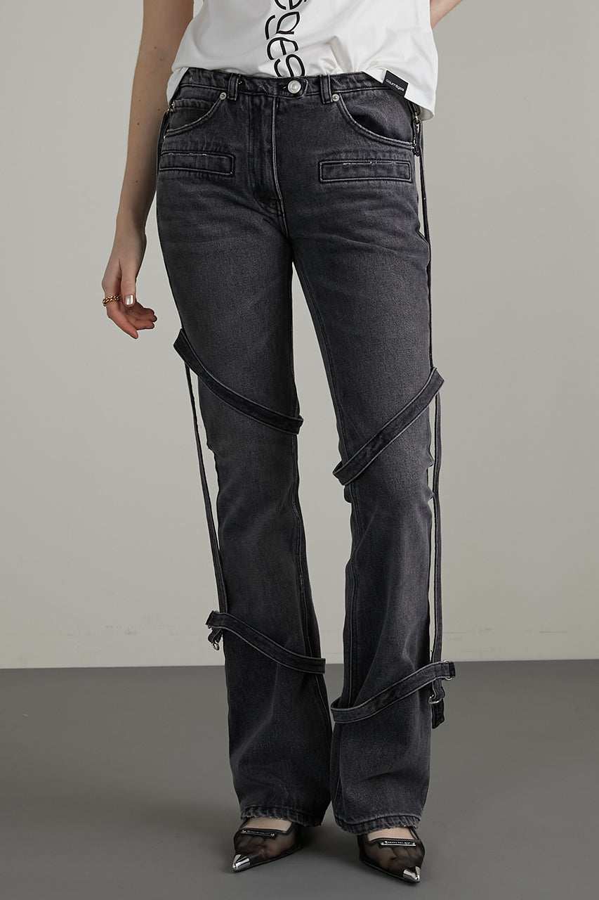 裤子多束石牛仔布