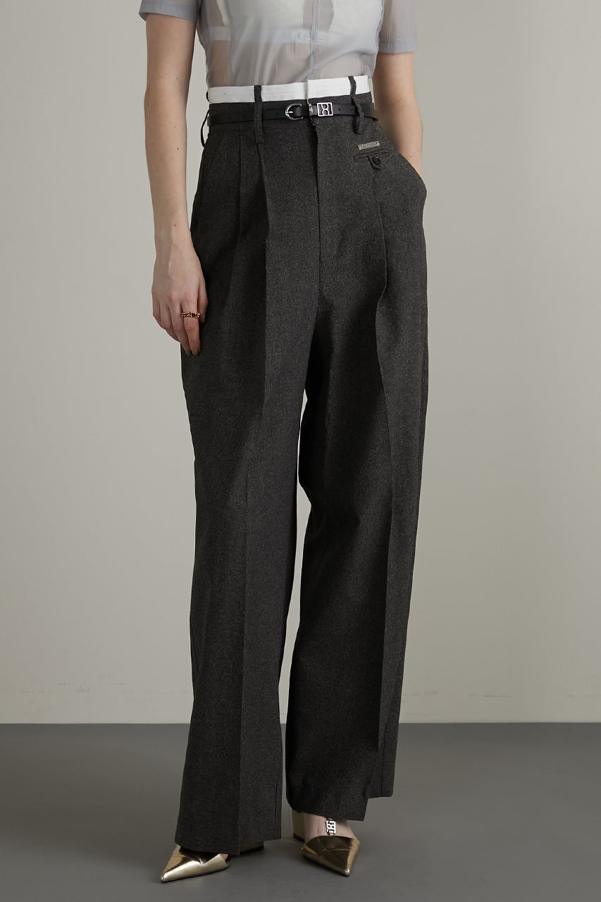 Melange Tuck Voluminous Pants - SALE