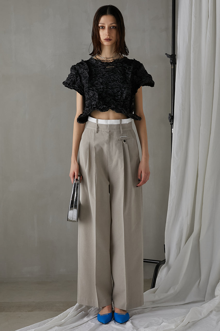 Melange Tuck Voluminous Pants - SALE