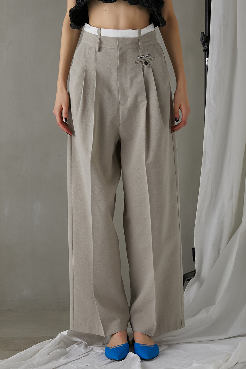 Melange Tuck Voluminous Pants - SALE