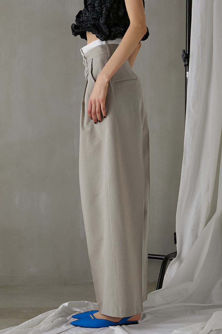 Melange Tuck Voluminous Pants - SALE