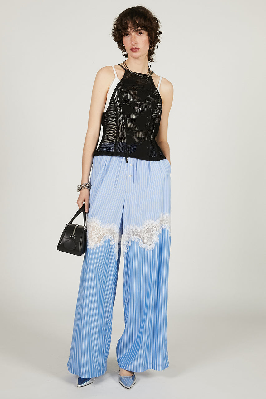 Striped Combi Lace Pajama Pants