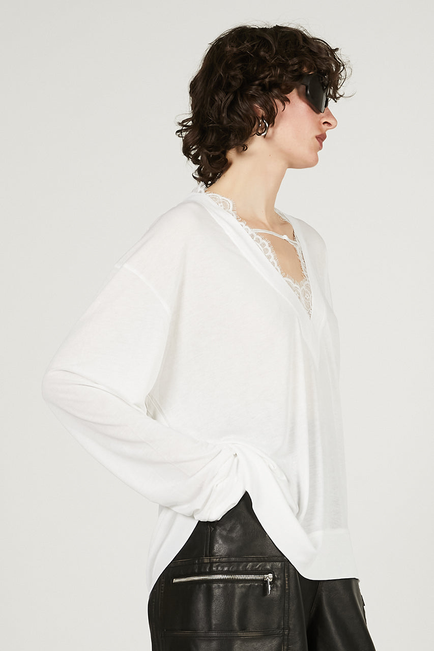 Slip Lace V-Neck Tshirt - SALE