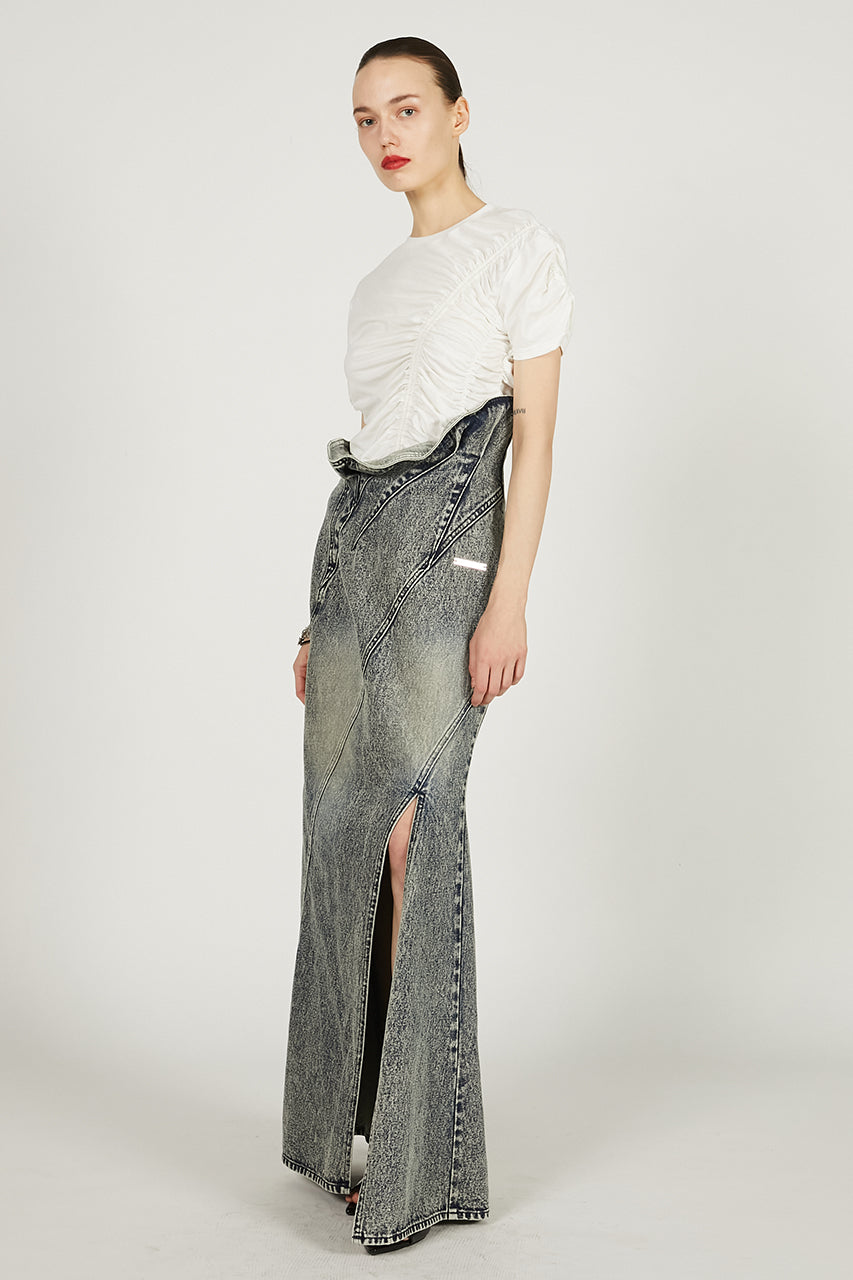 Sculpted Denim Maxi Skirt - SALE
