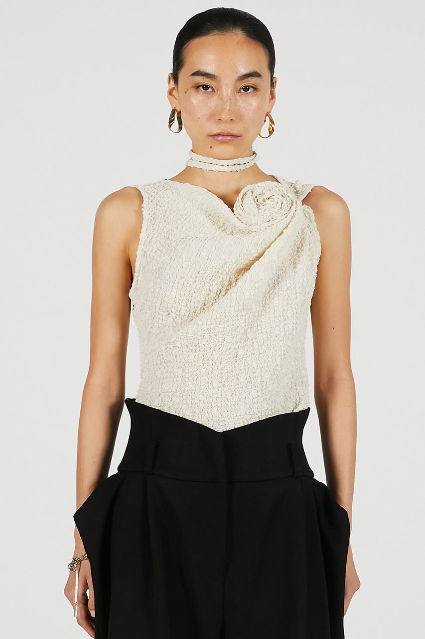 Rose Motif Ripple Top