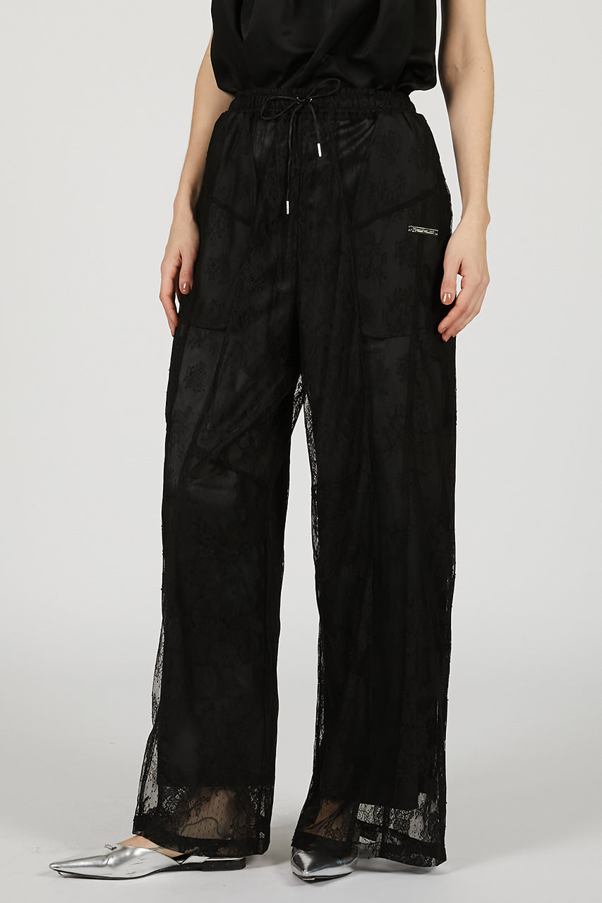 Lace Blocking Satin Pants