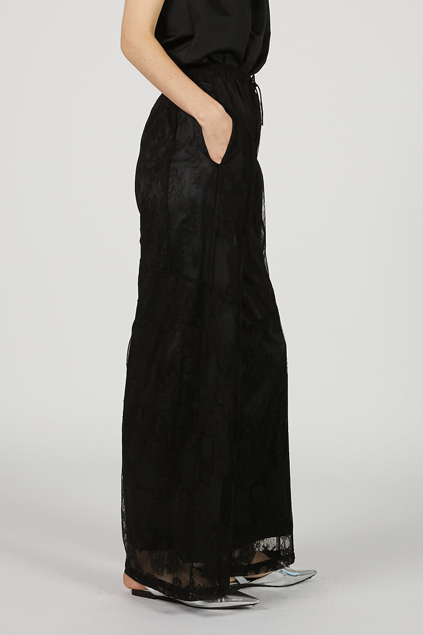 Lace Blocking Satin Pants