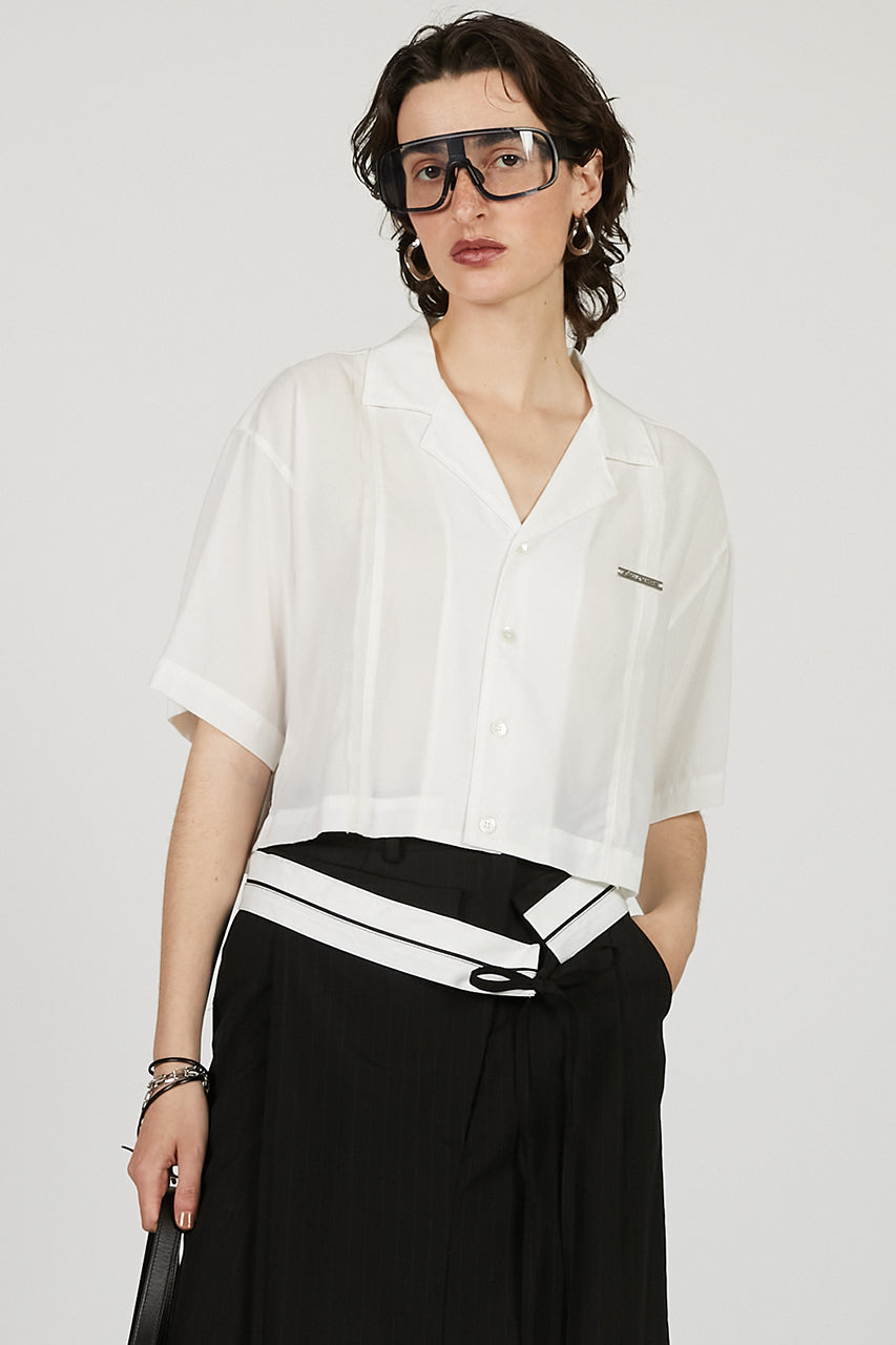【JEMUT】★男女兼用★ Bliss Open Collar Half Shirt Women's Breathable Seersucker Open Collar S/S Shirt | MUJI