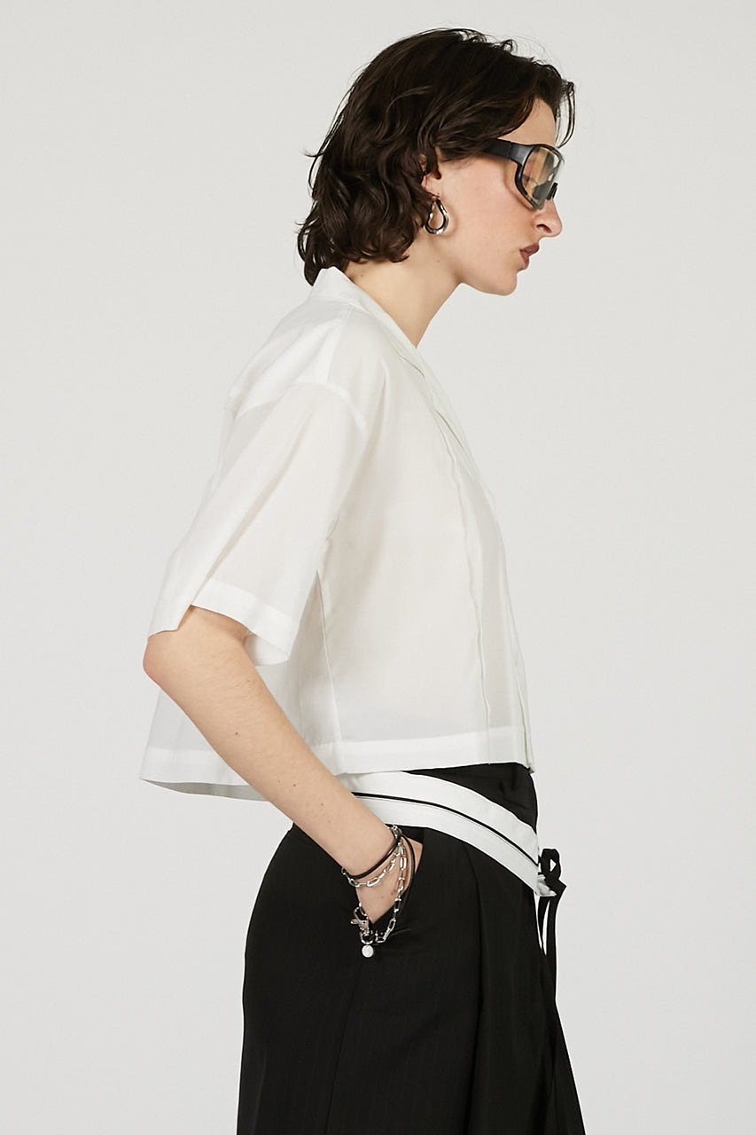 Sheer Open Collar Shirt