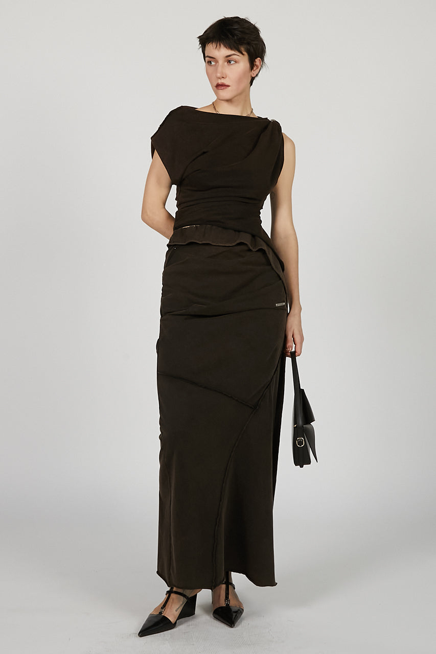 Layered Asymmetrical Drape Skirt - SALE