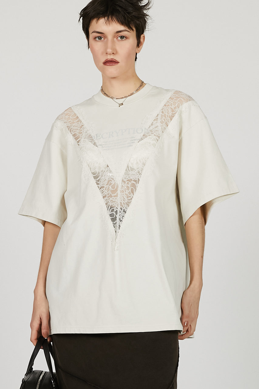 V-Cut Lace Logo Top - SALE