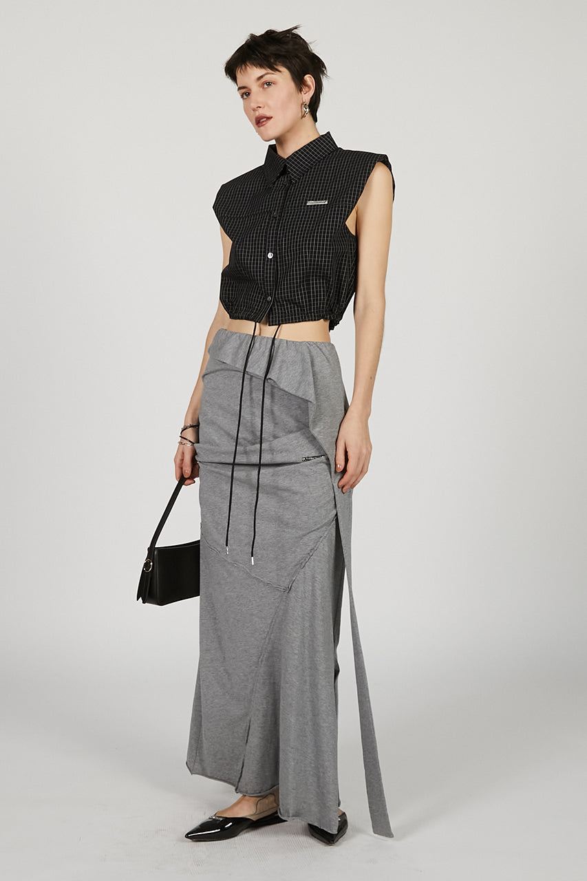 No Sleeve Check Short Shirt - SALE