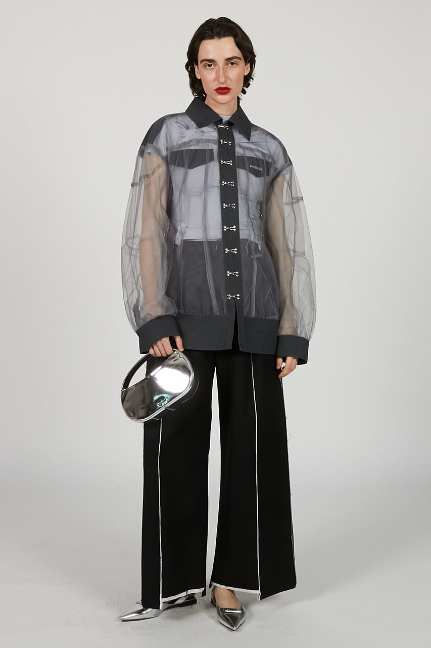 Cocoon Sleeve Tulle Blouson