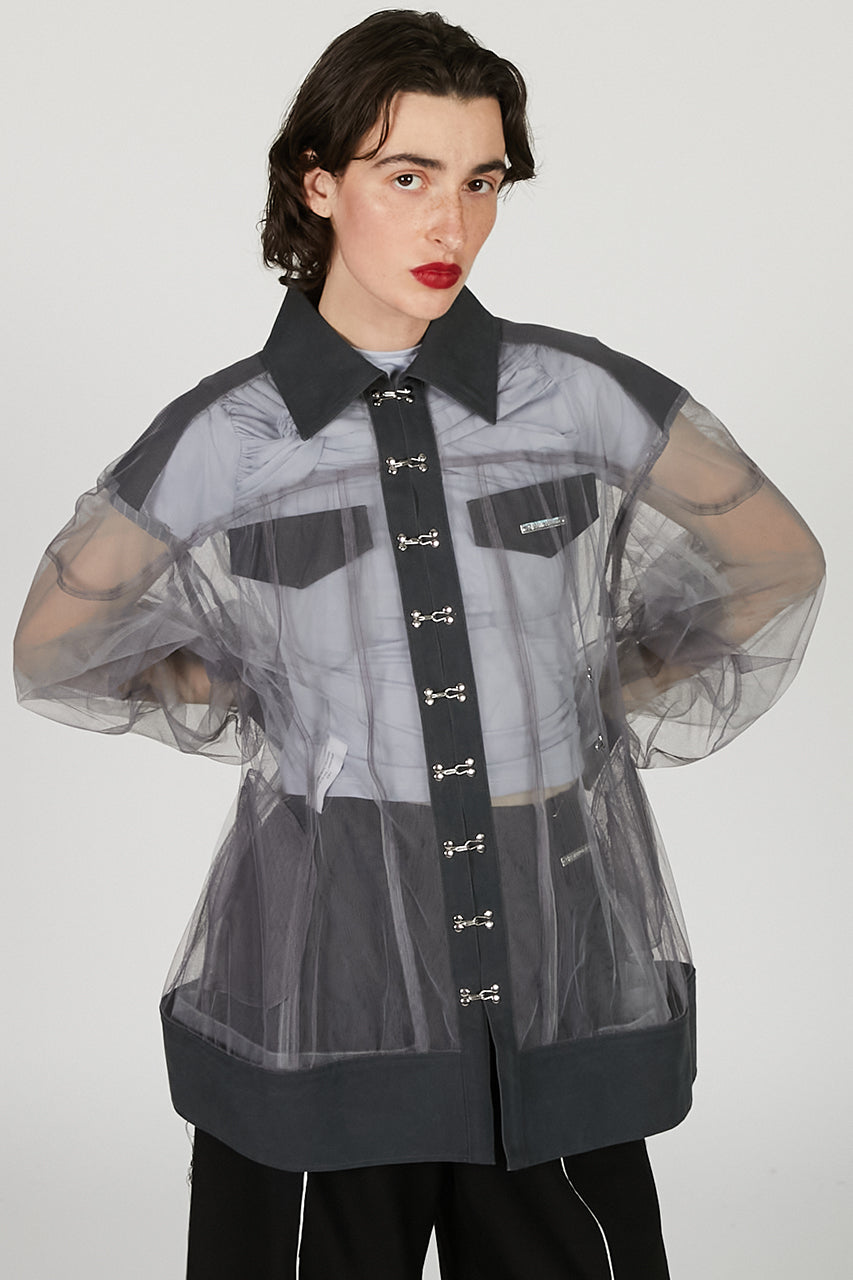 Cocoon Sleeve Tulle Blouson