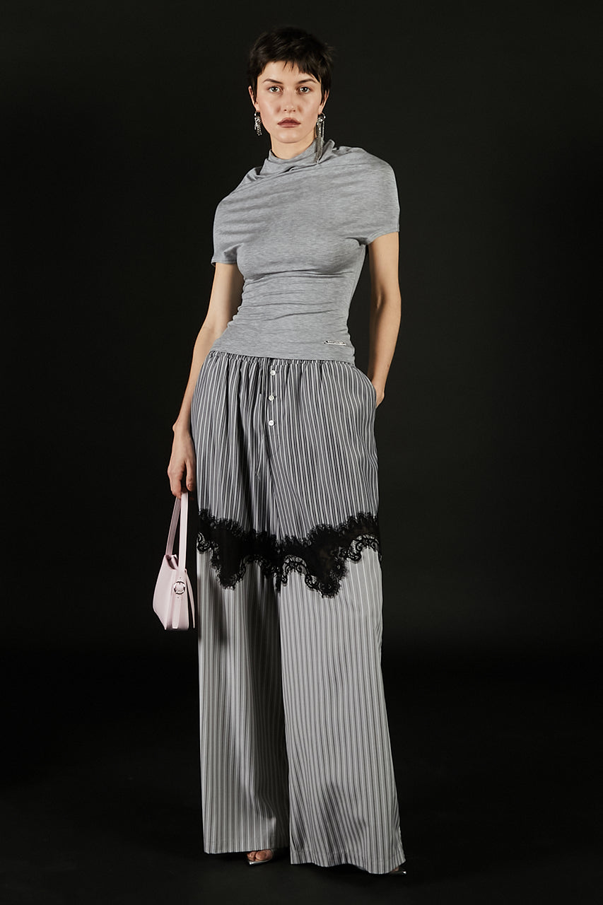 Striped Combi Lace Pajama Pants