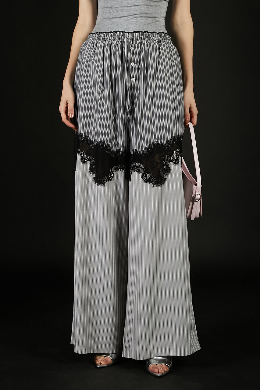 Striped Combi Lace Pajama Pants