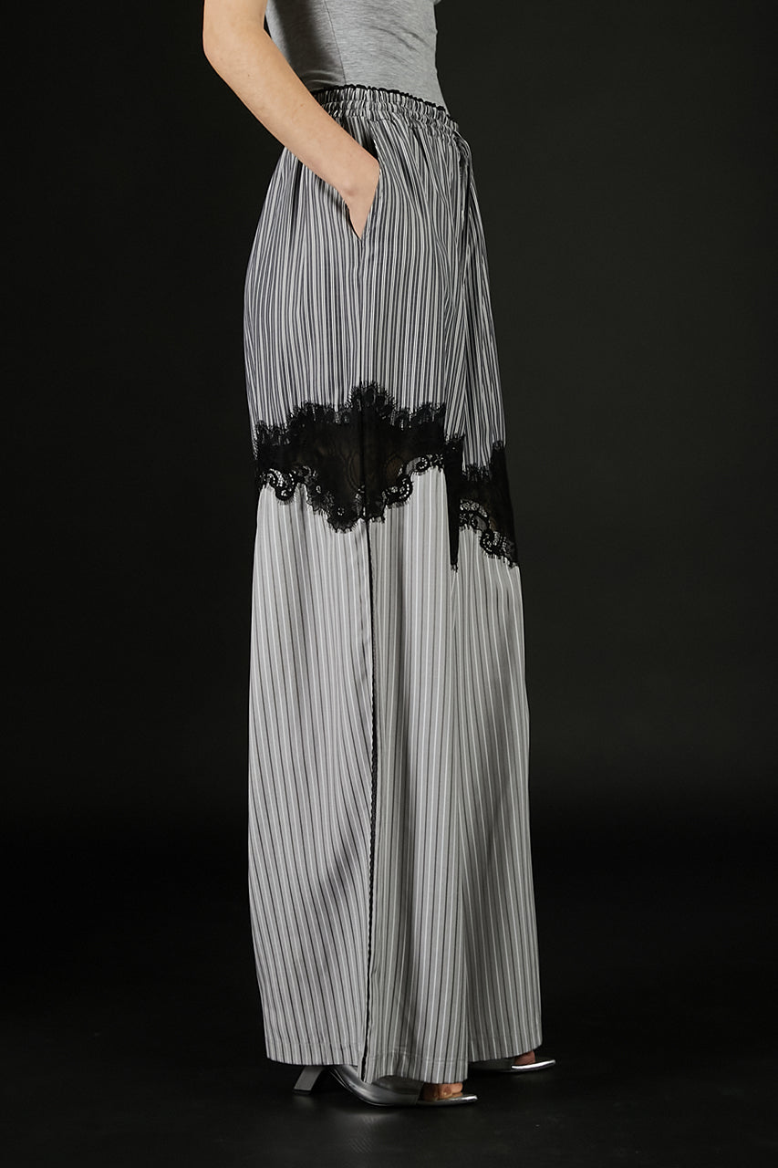 Striped Combi Lace Pajama Pants