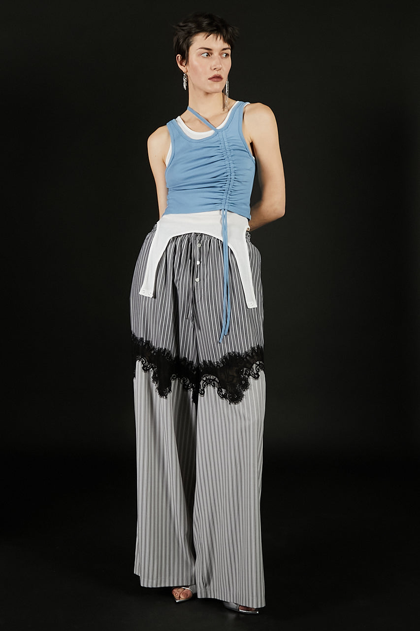 Striped Combi Lace Pajama Pants