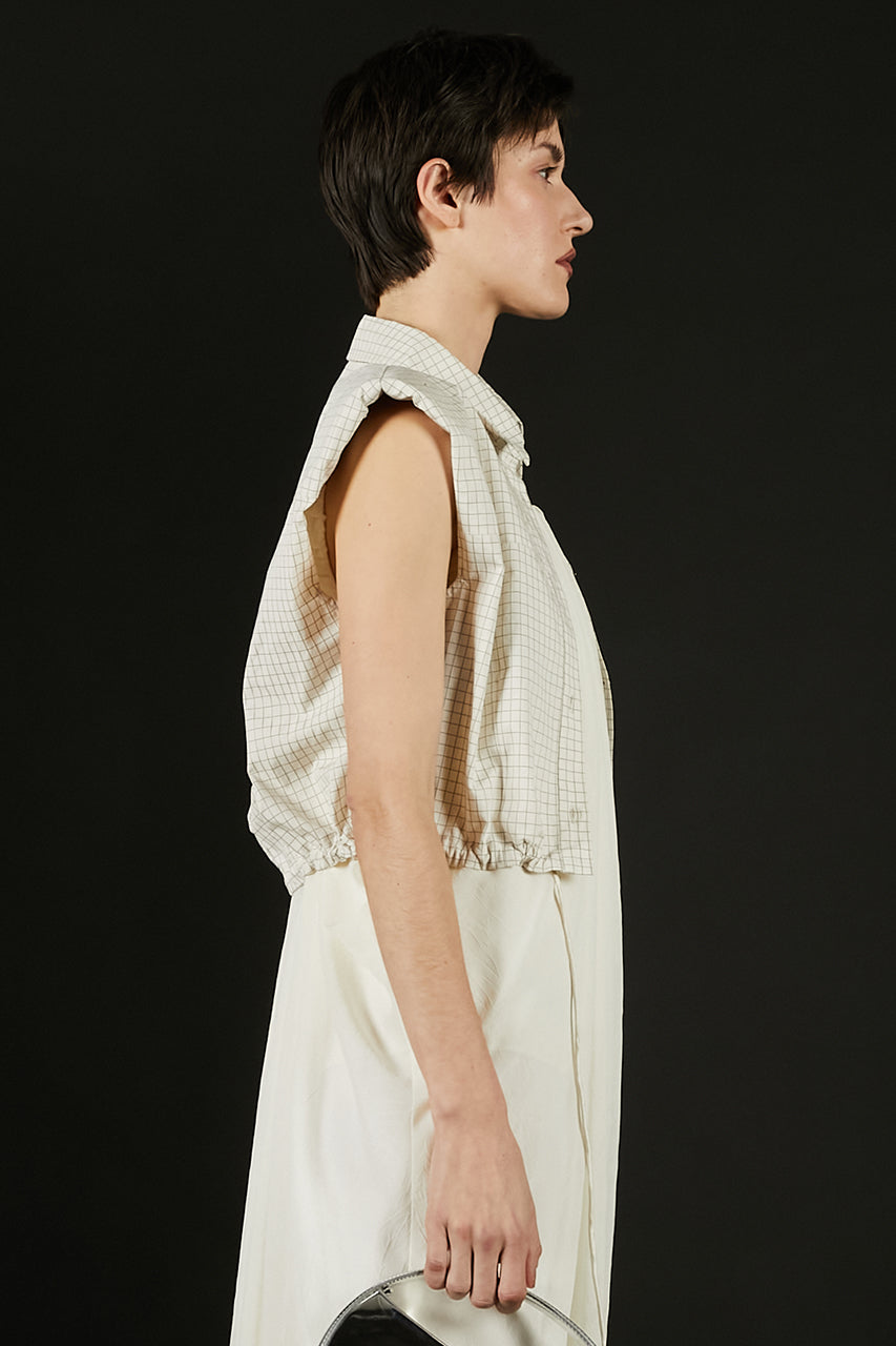 No Sleeve Check Short Shirt - SALE