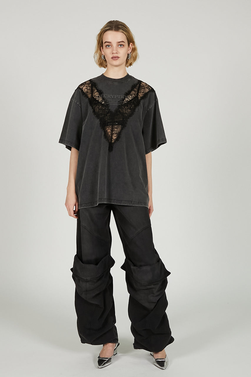 V-Cut Lace Logo Top - SALE
