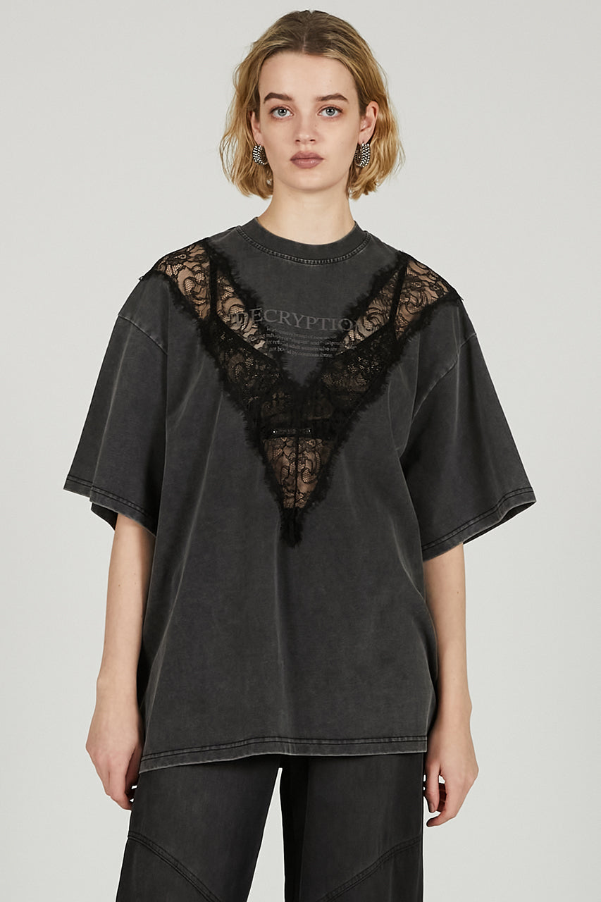 V-Cut Lace Logo Top - SALE