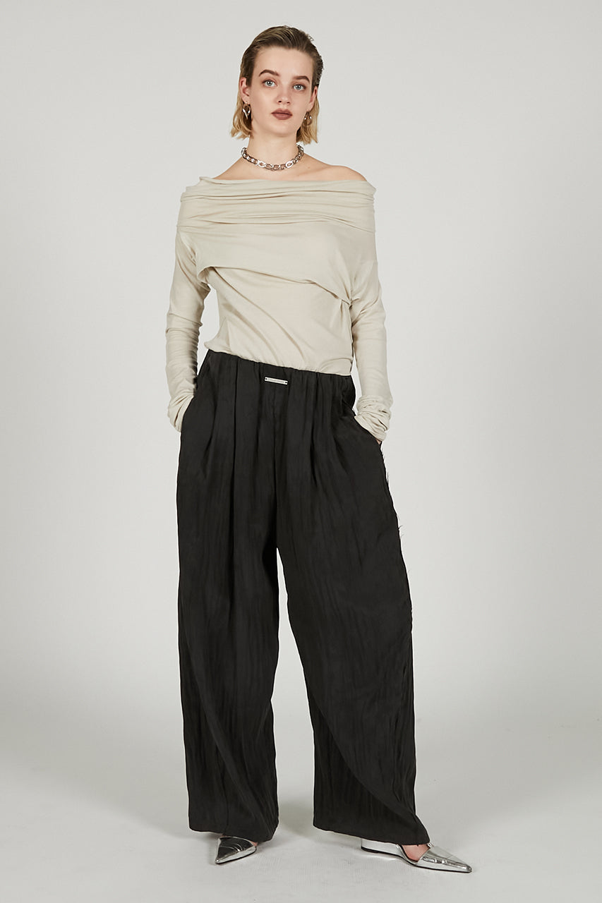 Satin Gathered Balloon Pants