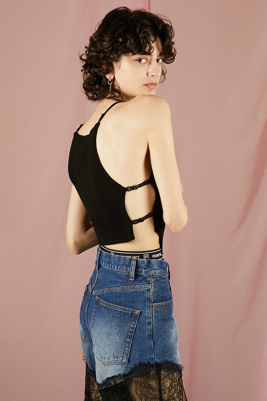 Opened Pointy Rib Knit Top - SALE