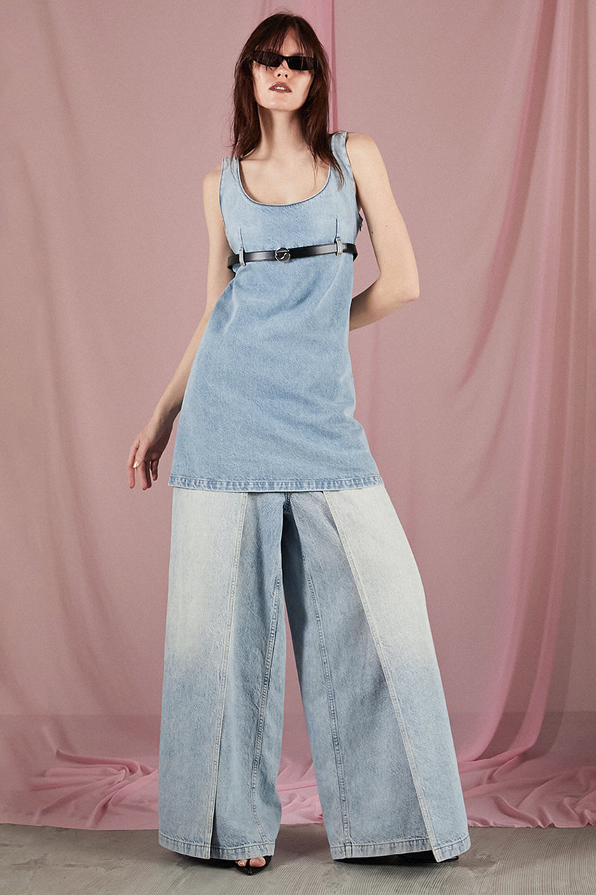 Belted Denim Mini Dress - SALE