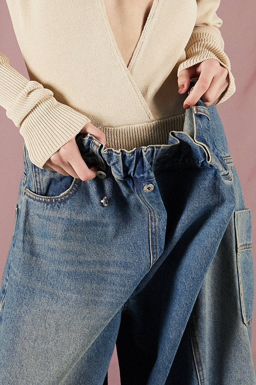 Deformed Baggy Denim Pants - SALE