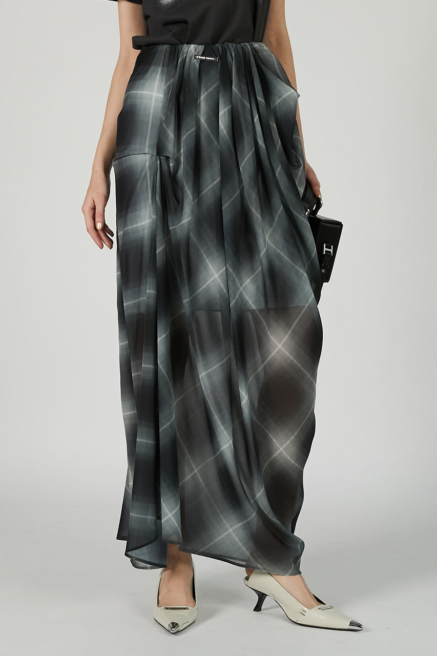 Draped Sheer Check Skirt - PRE ORDER