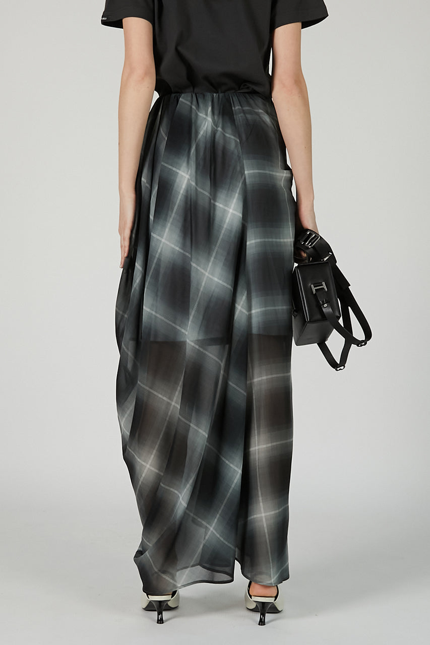 Draped Sheer Check Skirt