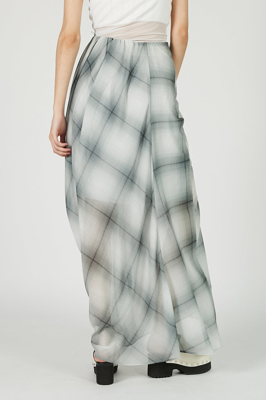 Draped Sheer Check Skirt