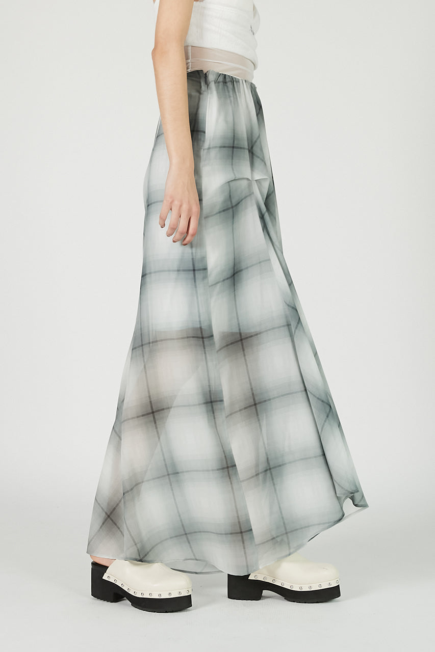Draped Sheer Check Skirt