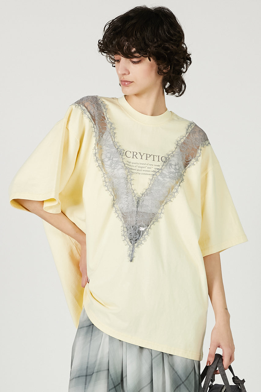 V-Cut Lace Logo Top - SALE