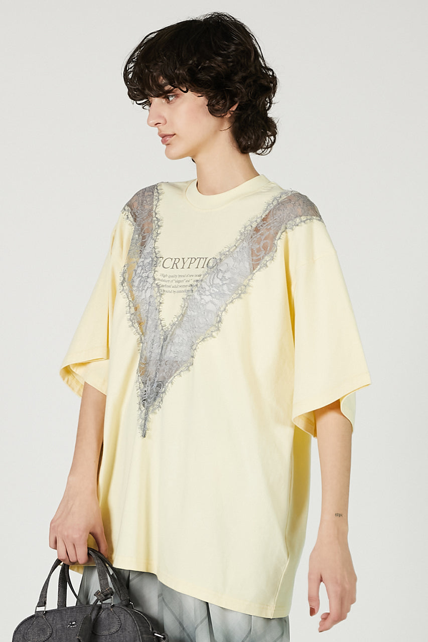 V-Cut Lace Logo Top - SALE