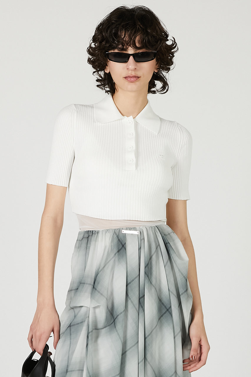 AC Rib Knit Cropped Polo - SALE