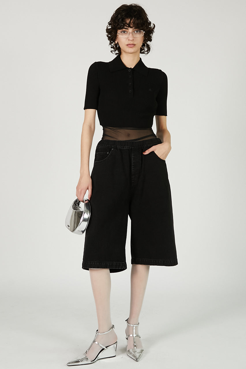 AC Rib Knit Cropped Polo - SALE