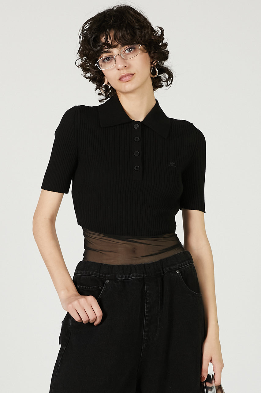 AC Rib Knit Cropped Polo - SALE