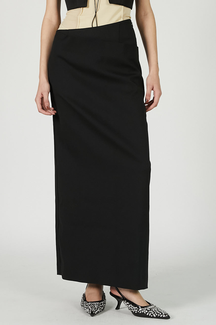 Wrap Skirt Black Wool - SALE