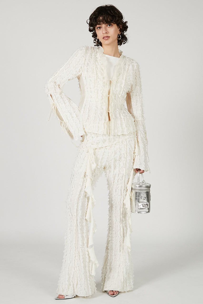 Fringe Jacquard Frill Cardigan - SALE