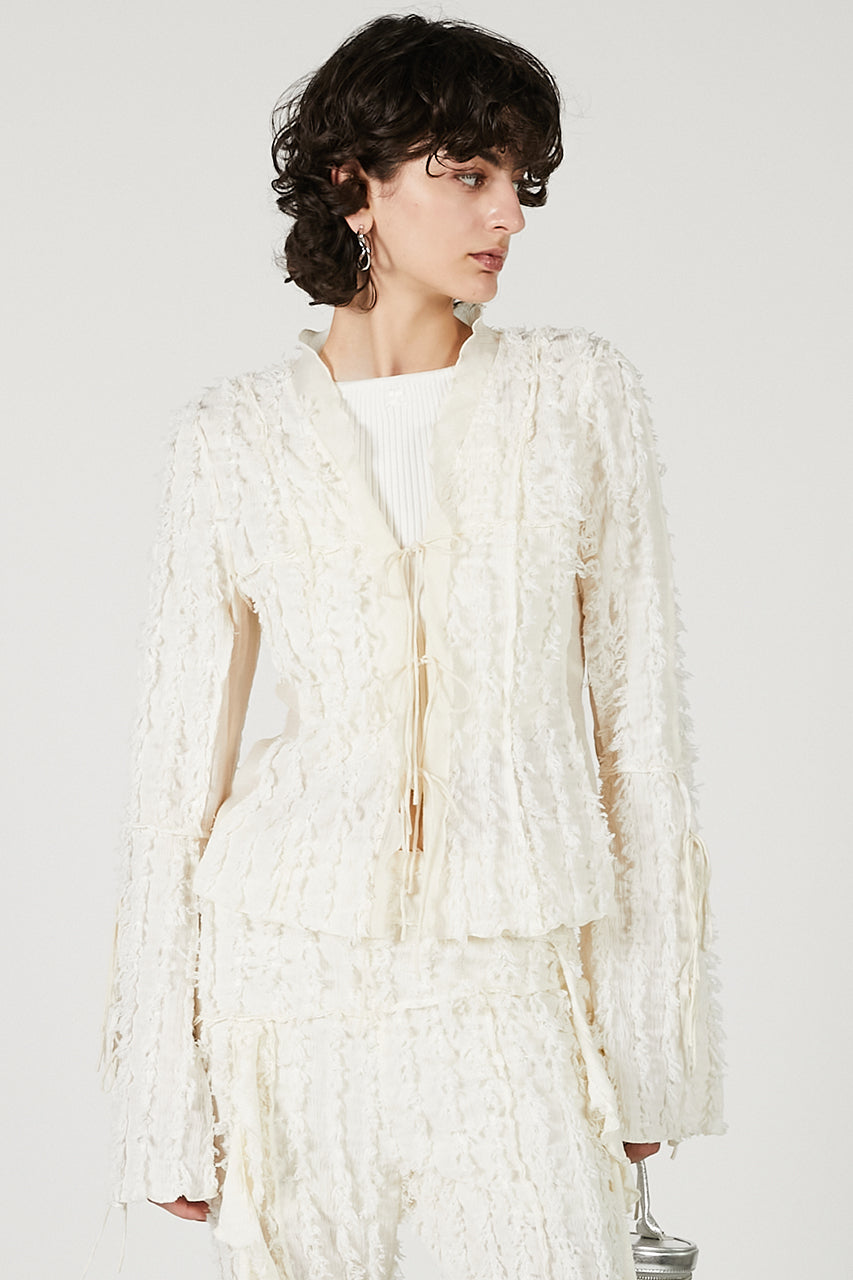 Fringe Jacquard Frill Cardigan - SALE