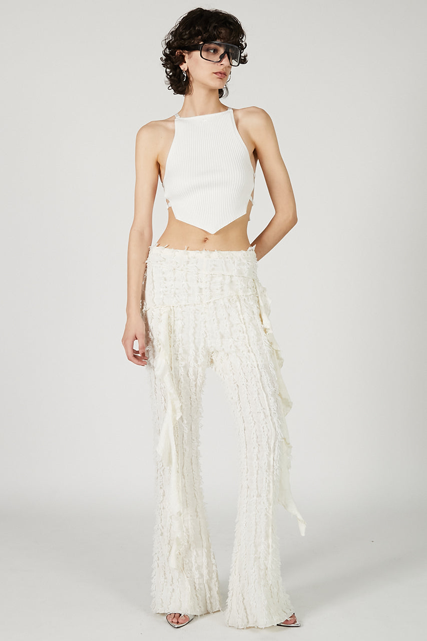 Fringe Jacquard Flare Pants