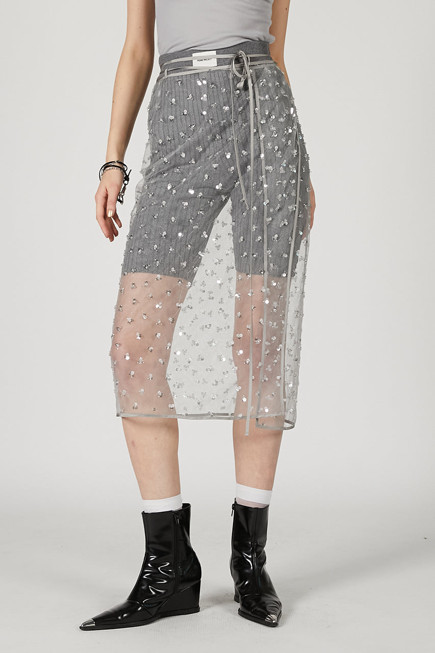 Multi-Embellished Wrap Skirt - 2025 SUMMER