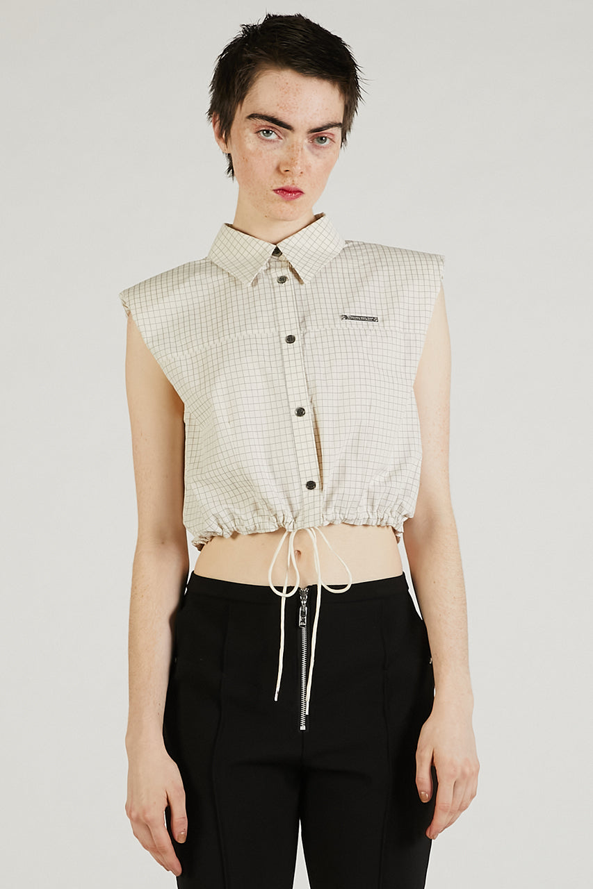 No Sleeve Check Short Shirt - SALE