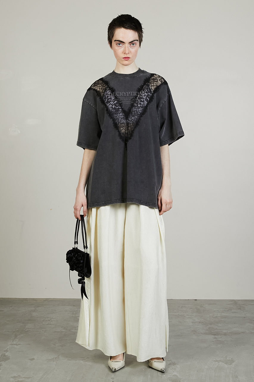 V-Cut Lace Logo Top - SALE