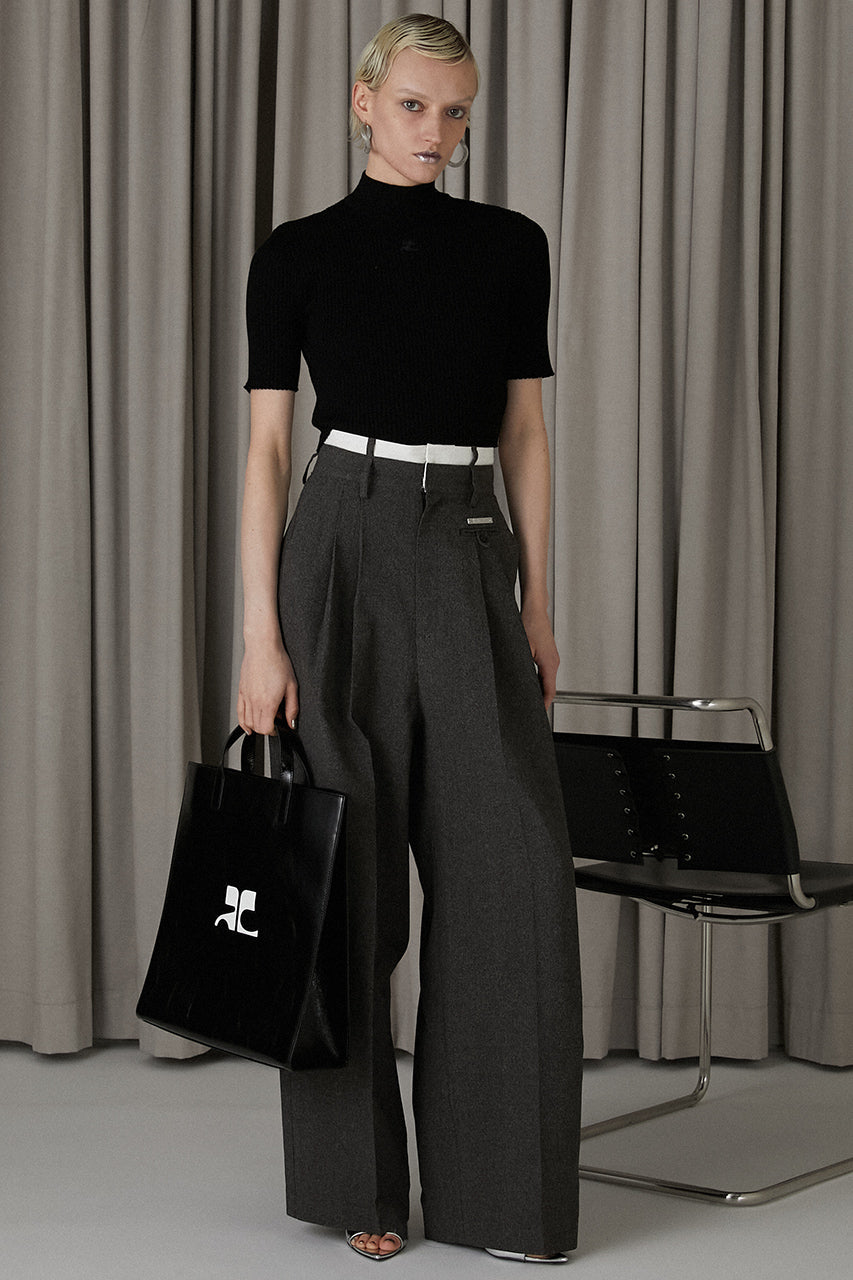 Melange Tuck Voluminous Pants - SALE