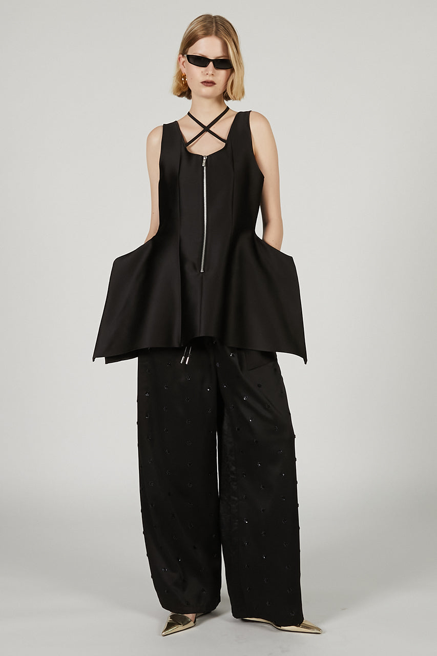 Stretch Double Satin Square Hem Top - 2025 SUMMER