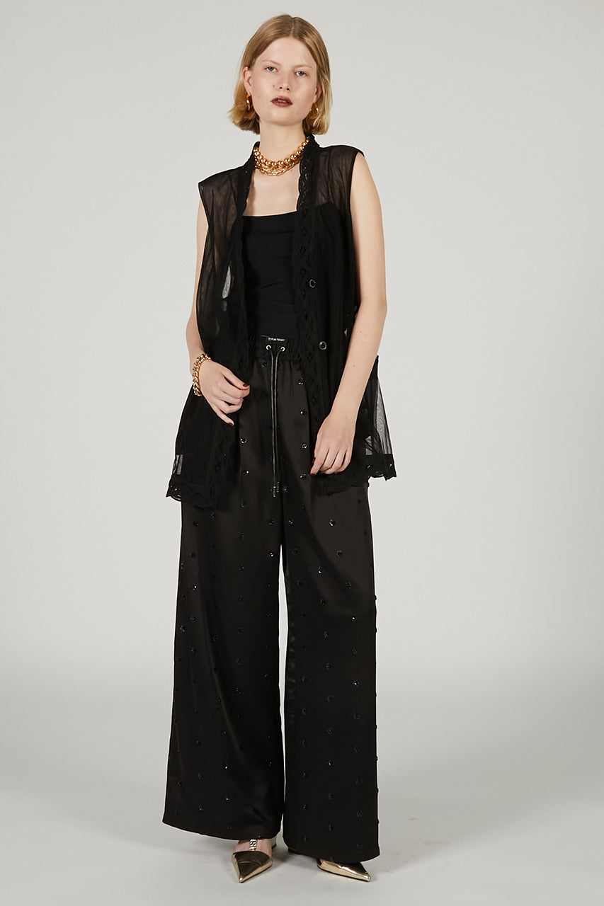 Trimmed Lace Tulle Gilet - 2025 SUMMER
