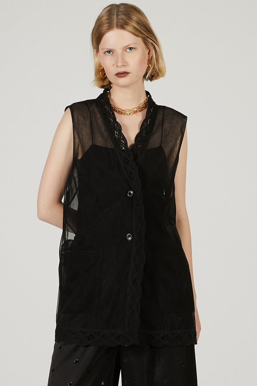Trimmed Lace Tulle Gilet - SALE