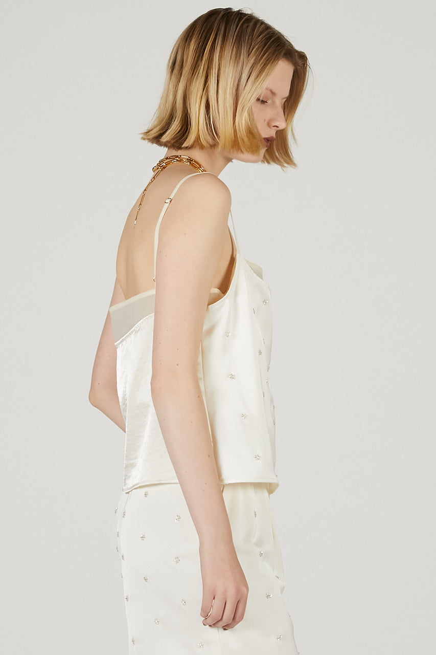 Flower Bejeweled Satin Bustier